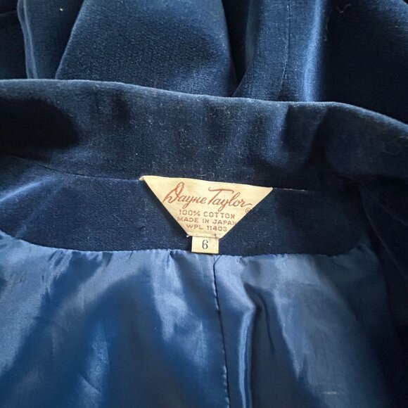 Vintage Dayne Taylor Womens Velvet Blazer 6 Single-Breasted Blue Pockets Japan - Picture 3 of 8